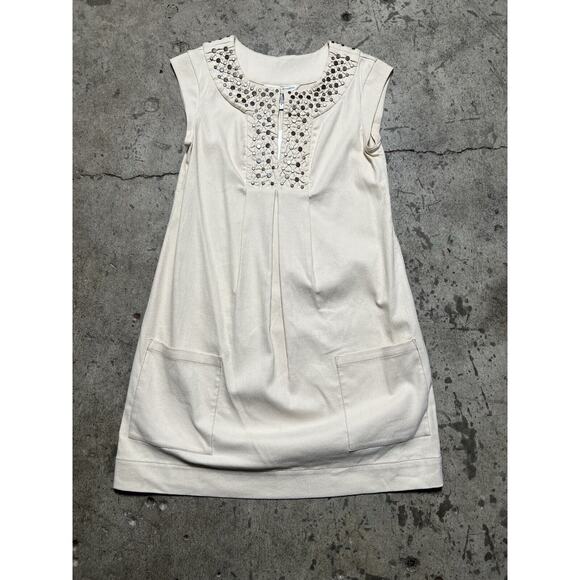 Diane‎ Von Furstenberg DvF Fraser linen blend dress Cream Size 6 $425 - Picture 1 of 5